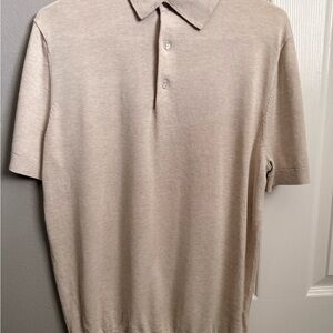 Suitsupply Men's Beige & Navy Polo Shirts Sz. M